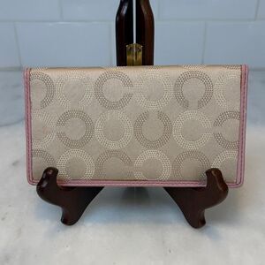 Coach checkbook wallet Jacquard Signature OpArt Dot Logo Checkbook Holder